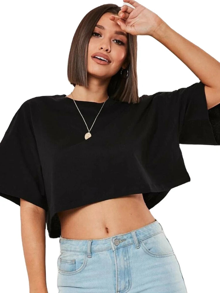 Cotton sports sweater at the top of the navel - Ella fashion