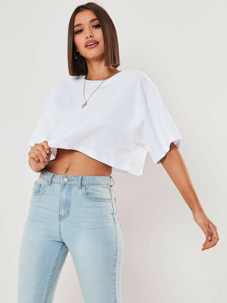 Cotton sports sweater at the top of the navel - Ella fashion