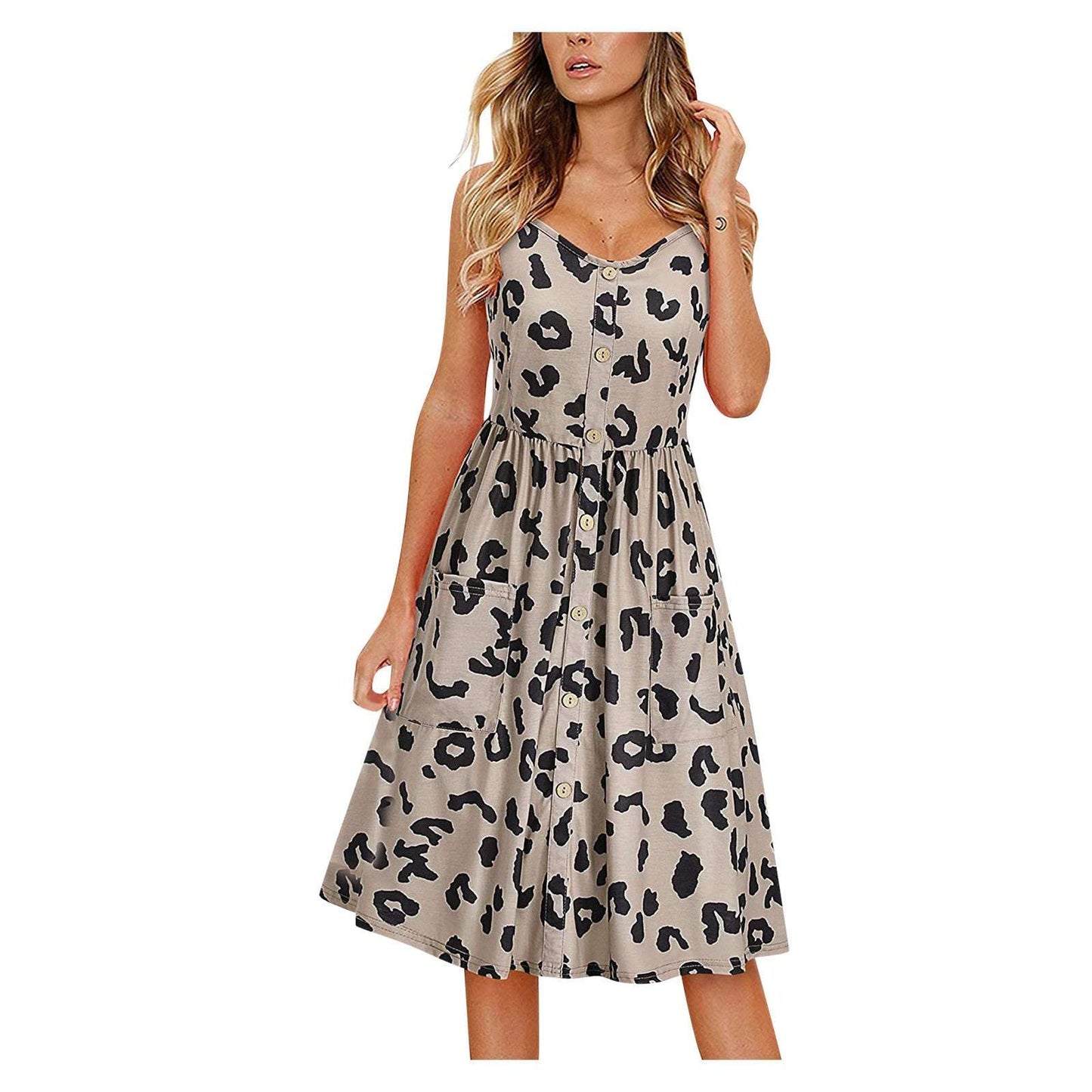 Floral V-Neck Summer Dress – Sleeveless & Elegant