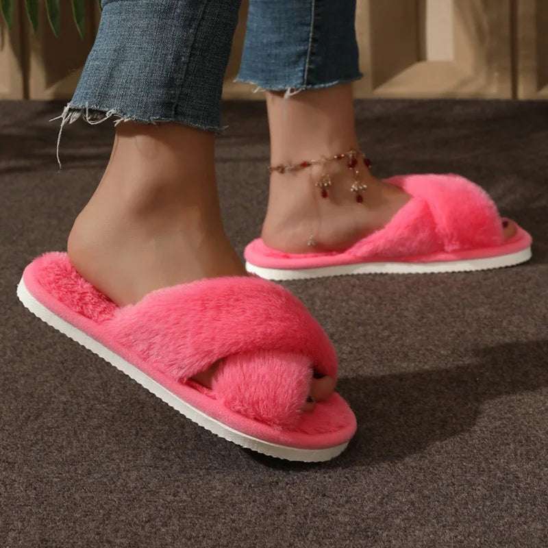 Fur slippers belt