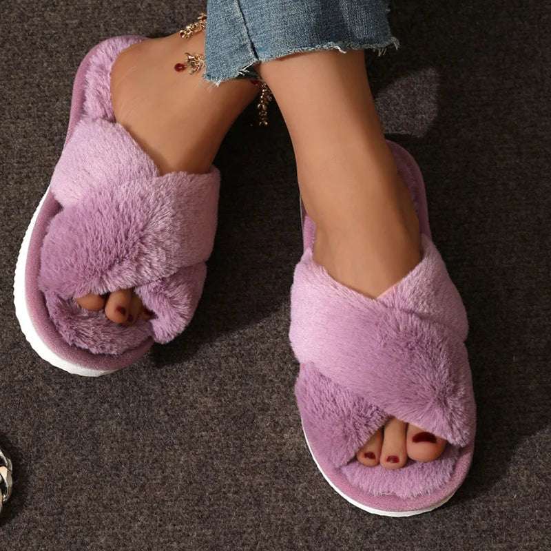 Fur slippers belt