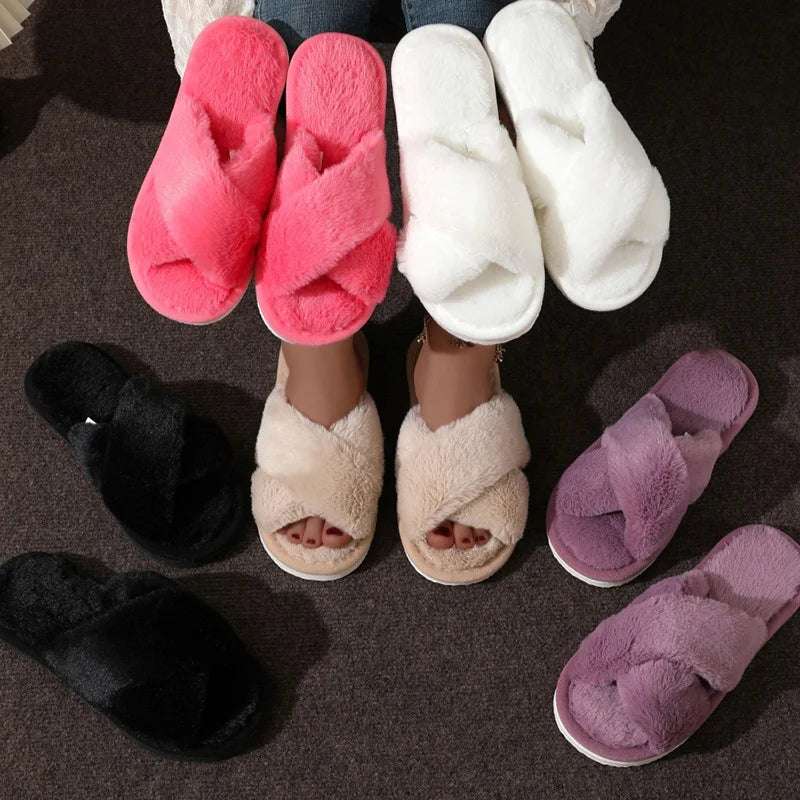 Fur slippers belt