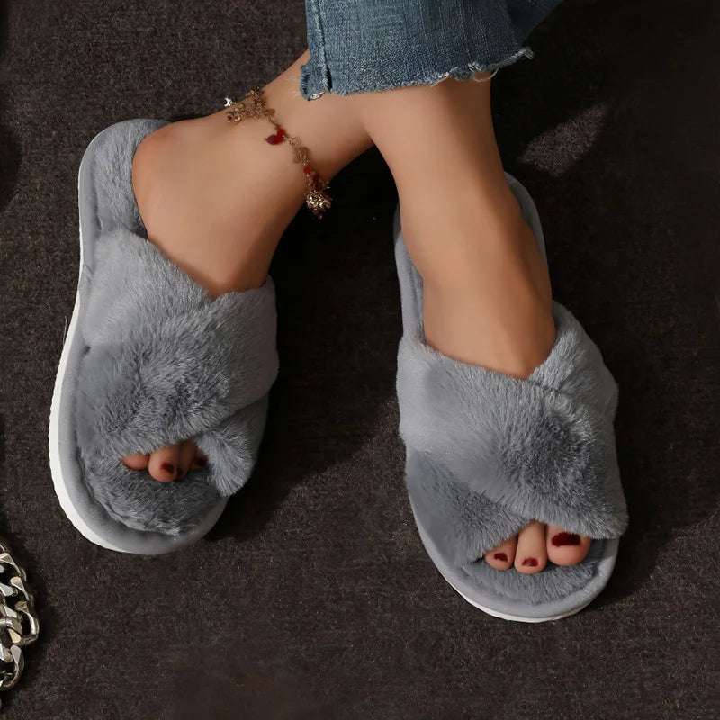 Fur slippers belt