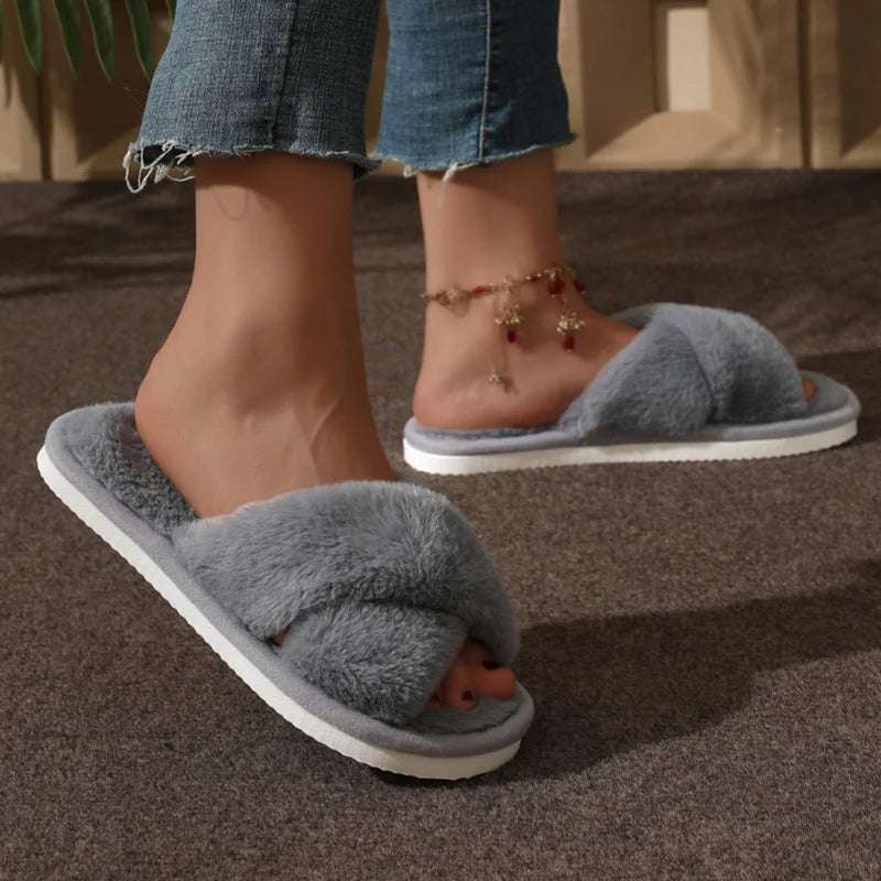 Fur slippers belt