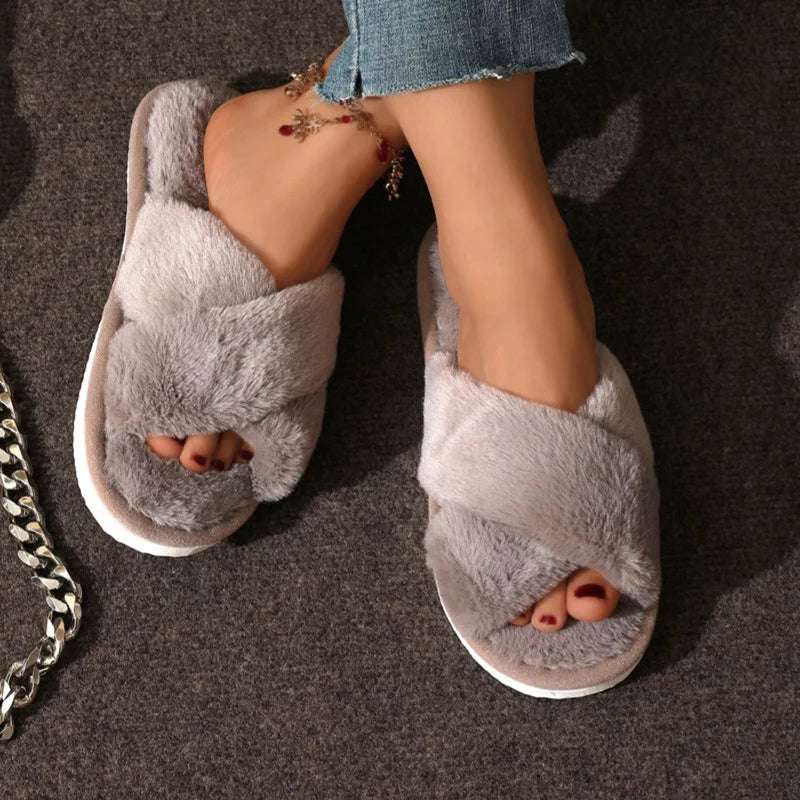Fur slippers belt
