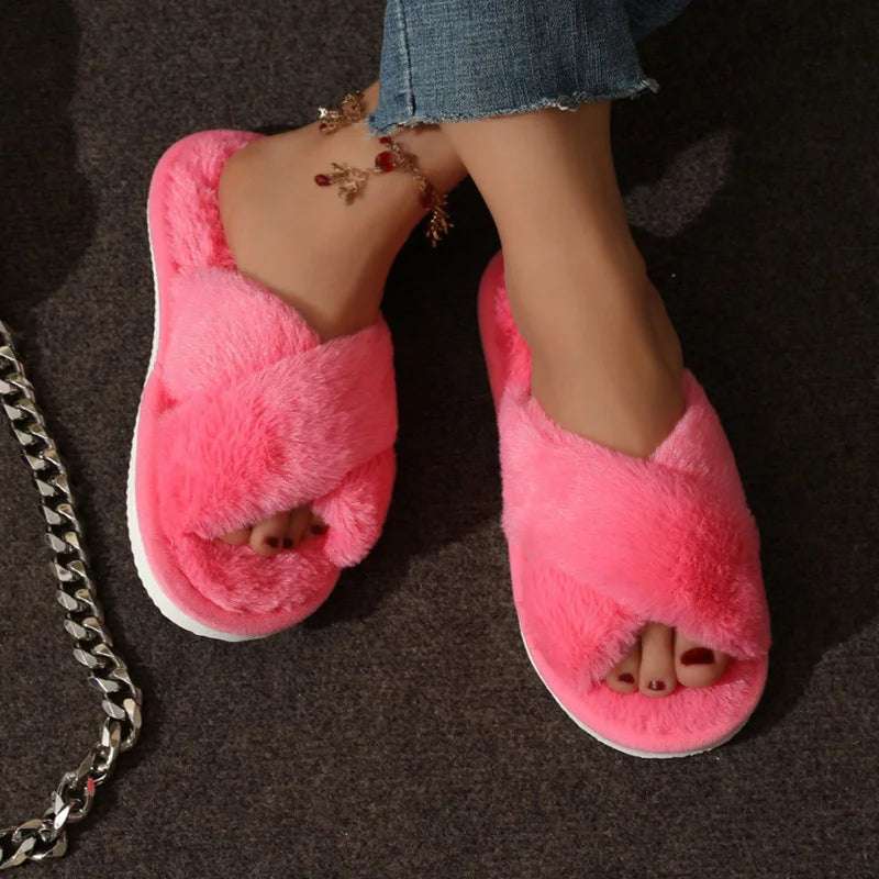 Fur slippers belt