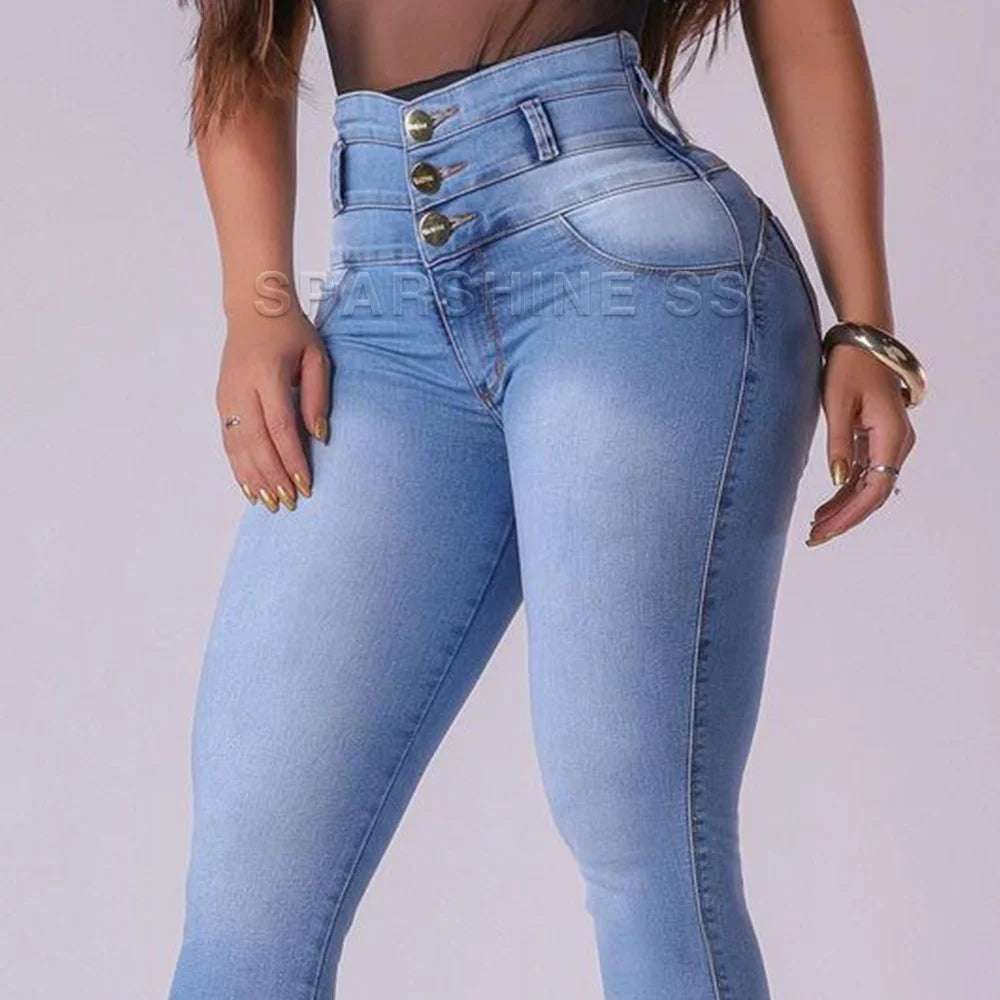 High waist skinny jeans for women