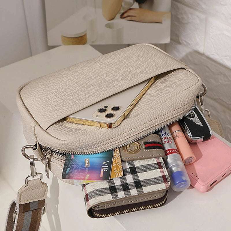 New women's multi-layer PU leather crossbody bag