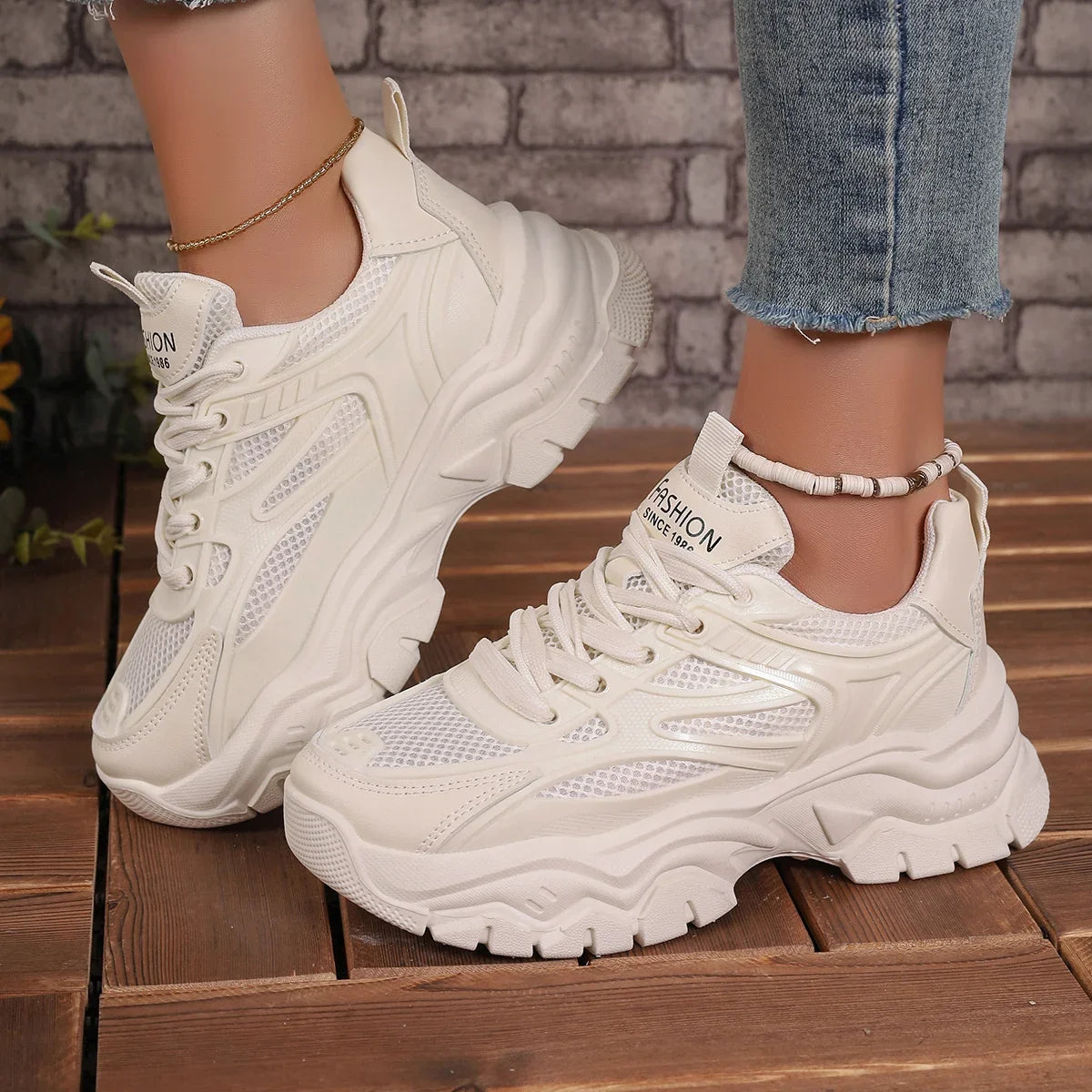 Ronbin Barde Chunky Sneakers - Women's Low-Heel Athletic Shoes - Ella fashion