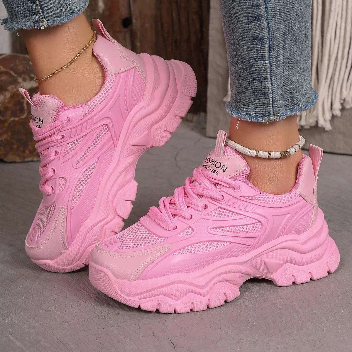 Ronbin Barde Chunky Sneakers - Women's Low-Heel Athletic Shoes - Ella fashion