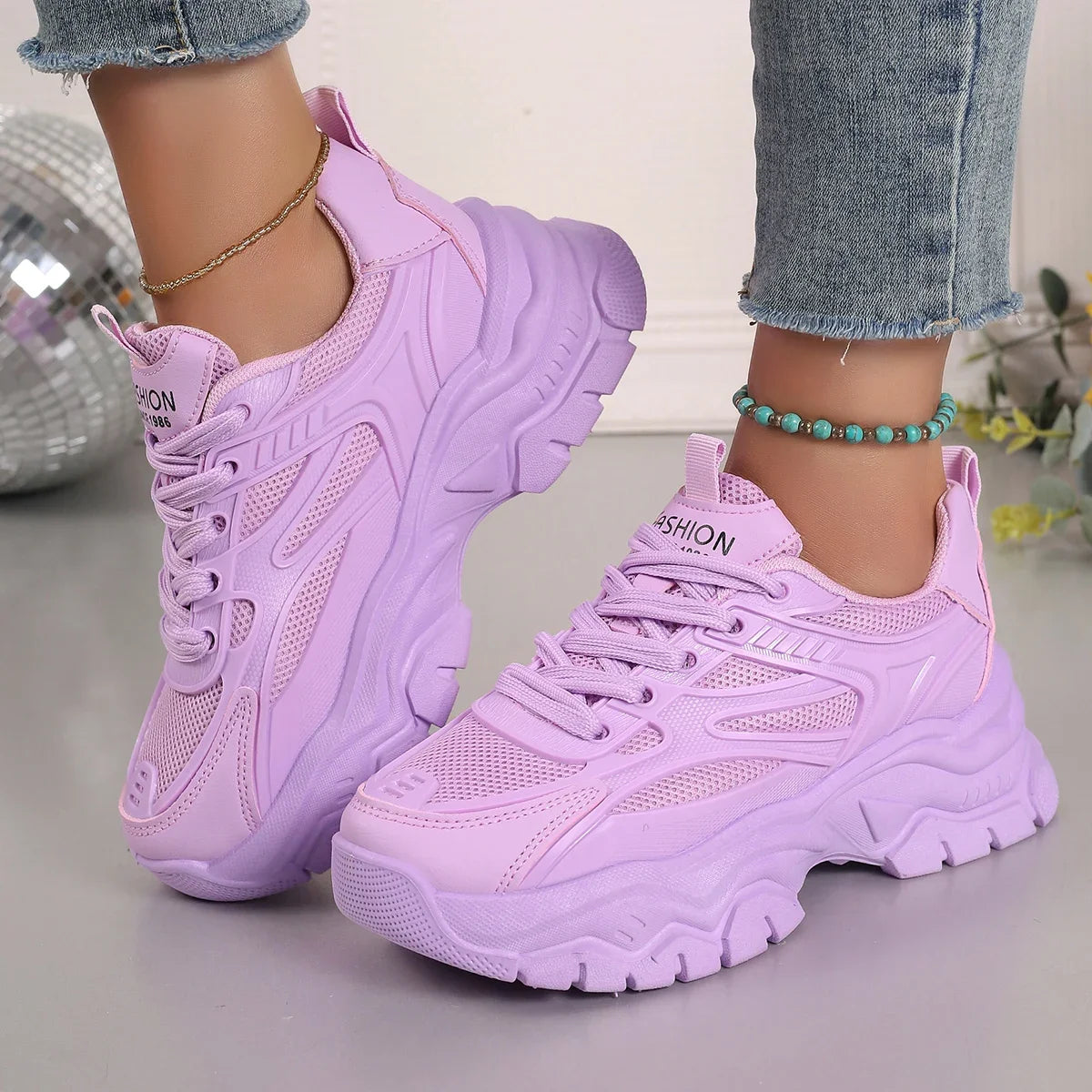Ronbin Barde Chunky Sneakers - Women's Low-Heel Athletic Shoes - Ella fashion