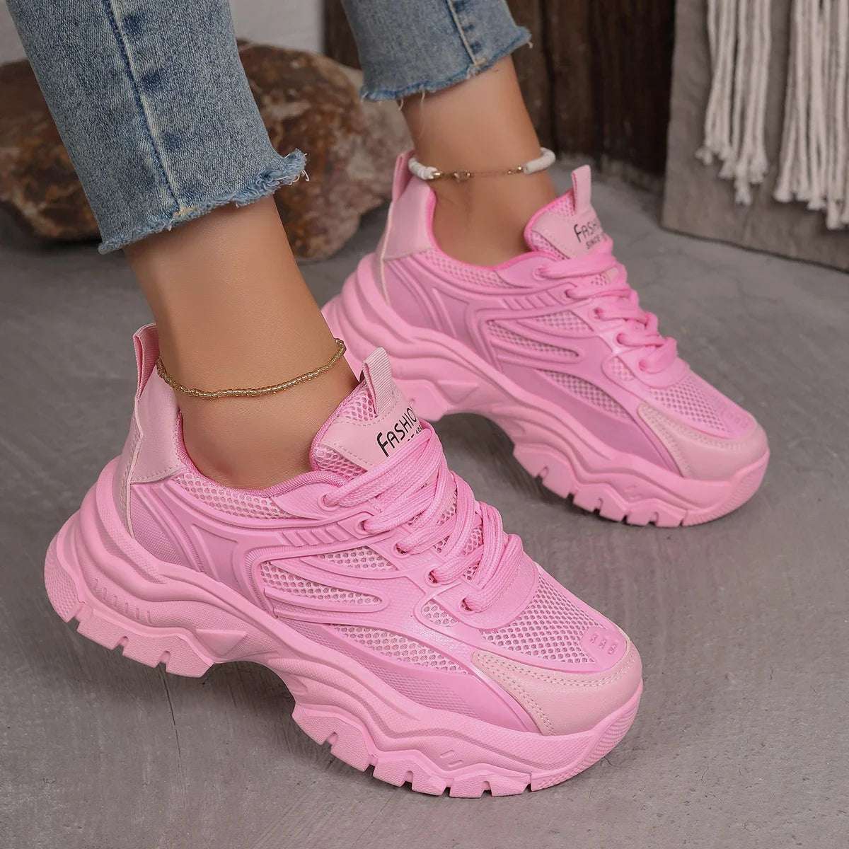 Ronbin Barde Chunky Sneakers - Women's Low-Heel Athletic Shoes