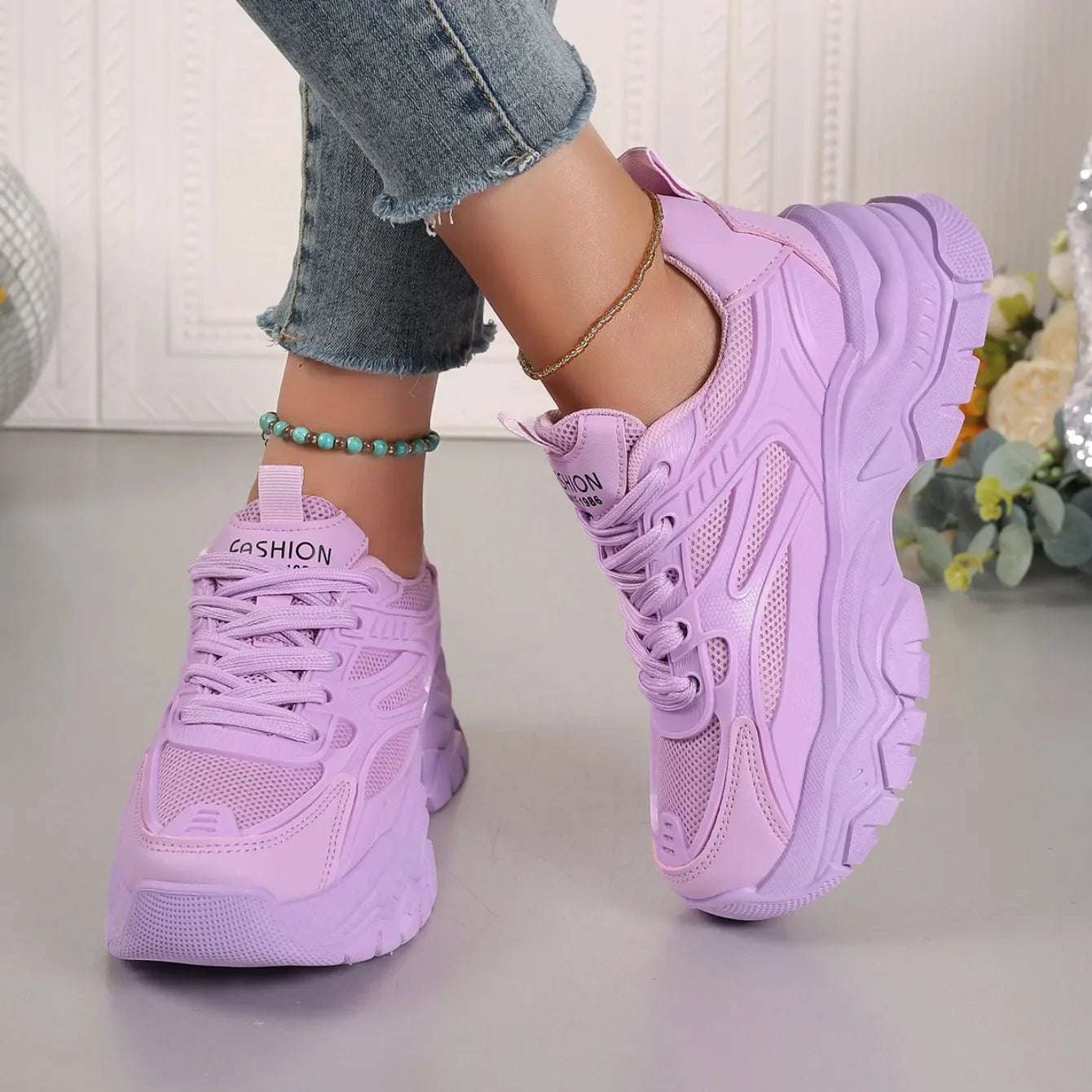 Ronbin Barde Chunky Sneakers - Women's Low-Heel Athletic Shoes