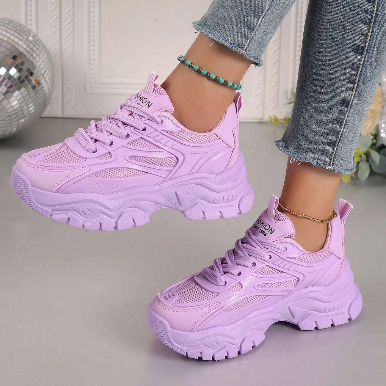 Ronbin Barde Chunky Sneakers - Women's Low-Heel Athletic Shoes