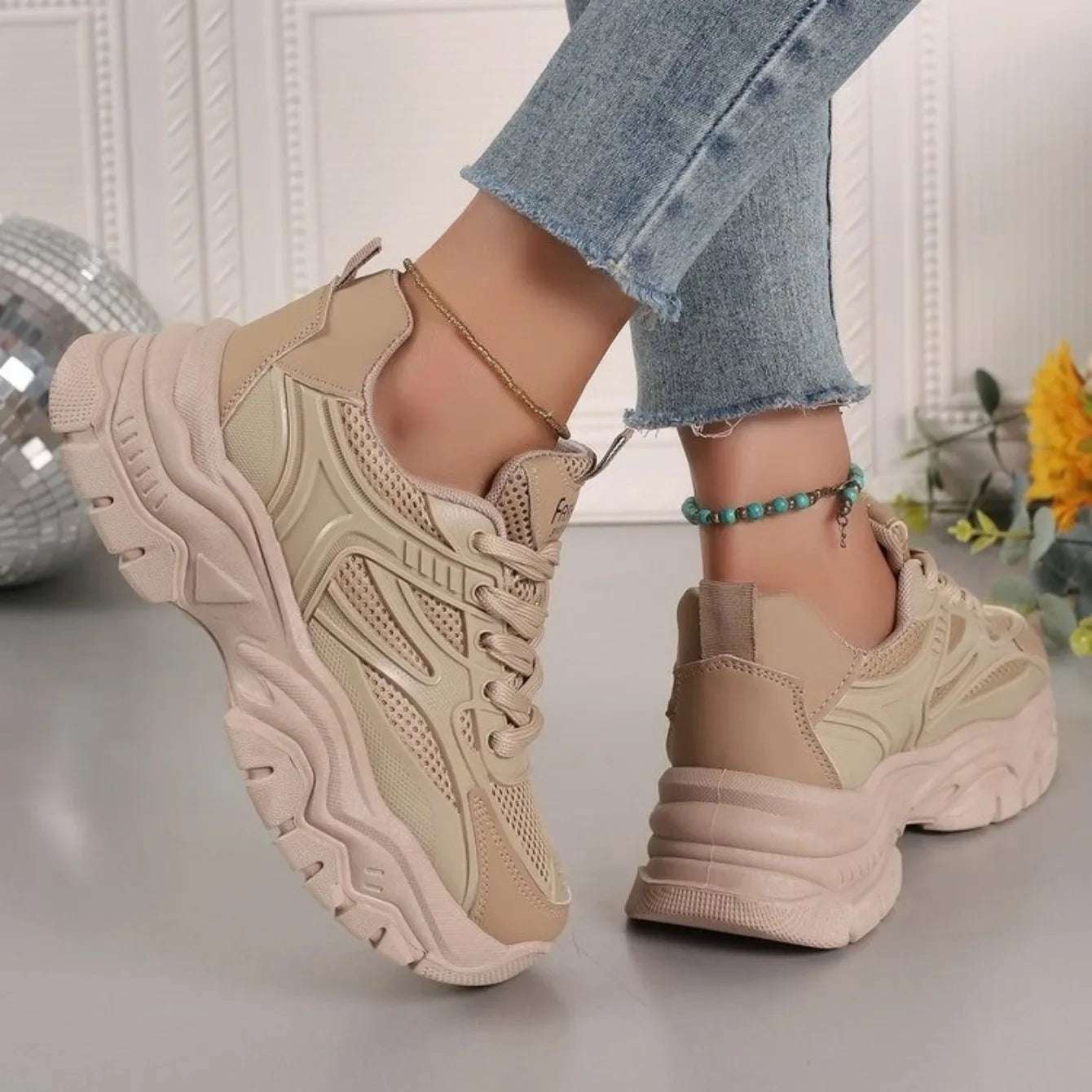 Ronbin Barde Chunky Sneakers - Women's Low-Heel Athletic Shoes