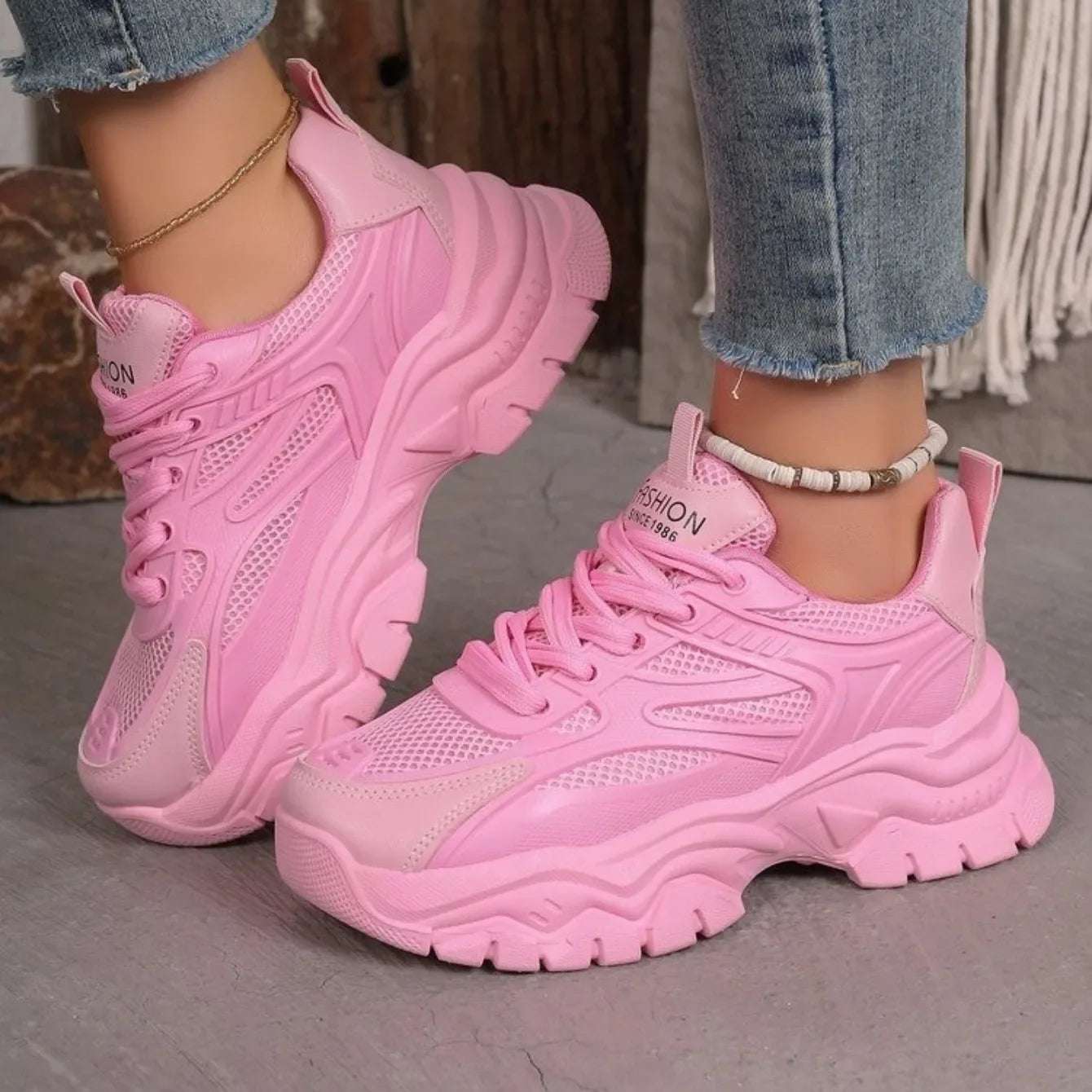 Ronbin Barde Chunky Sneakers - Women's Low-Heel Athletic Shoes