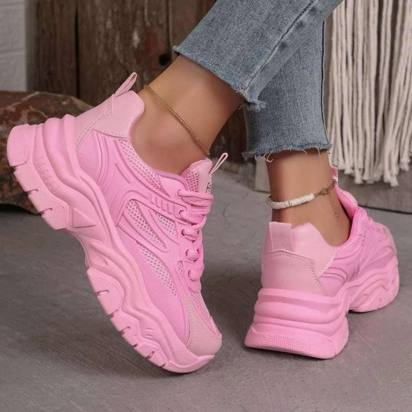 Ronbin Barde Chunky Sneakers - Women's Low-Heel Athletic Shoes