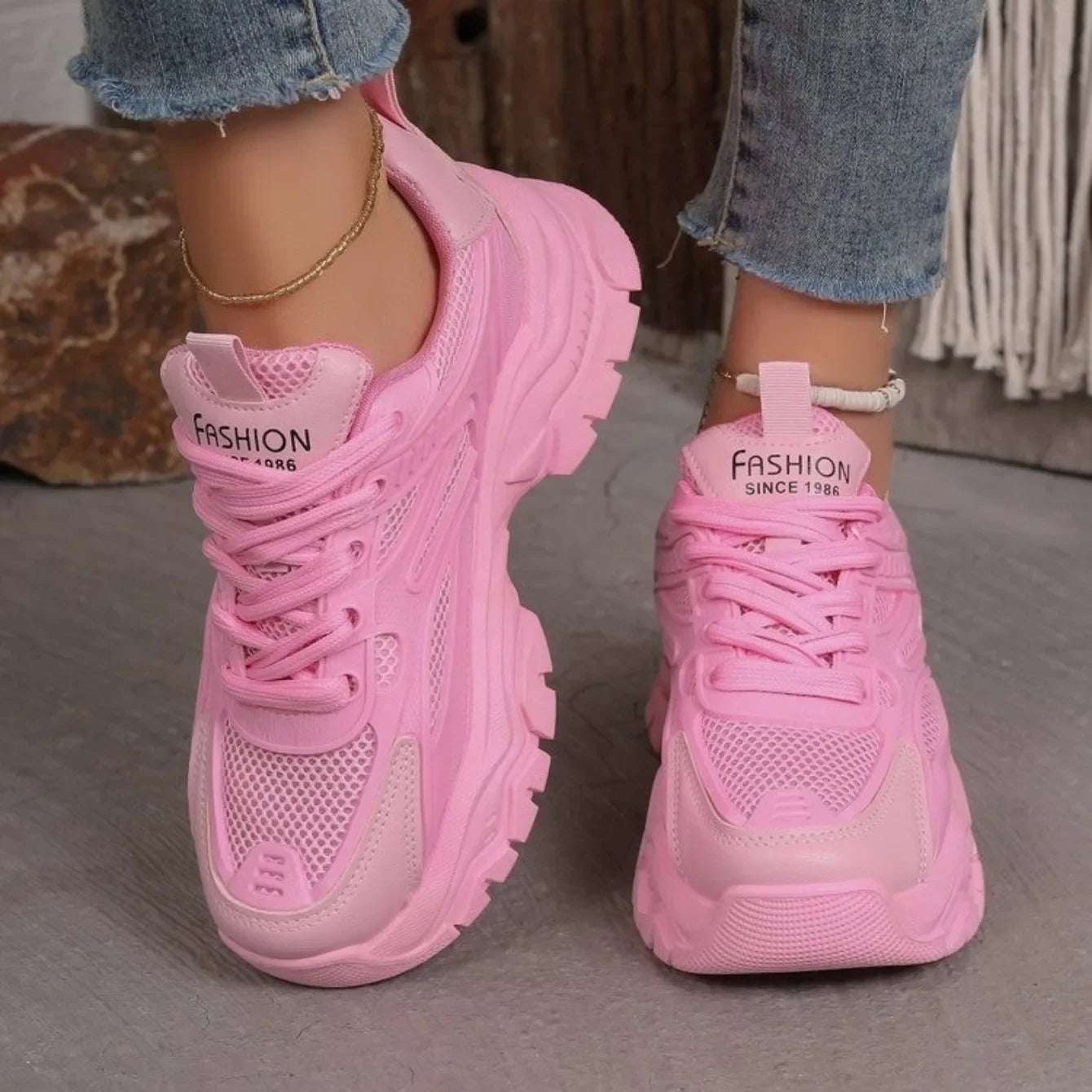 Ronbin Barde Chunky Sneakers - Women's Low-Heel Athletic Shoes