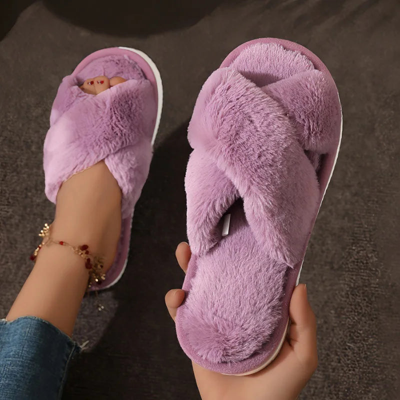 Fur slippers belt