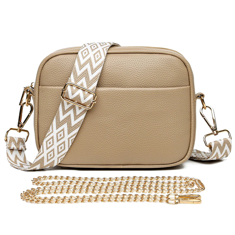 A modern women's handbag made of luxurious leather