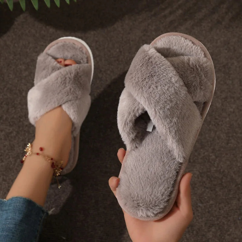 Fur slippers belt