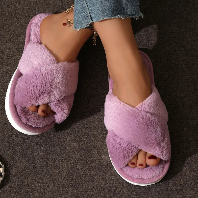 Fur slippers belt