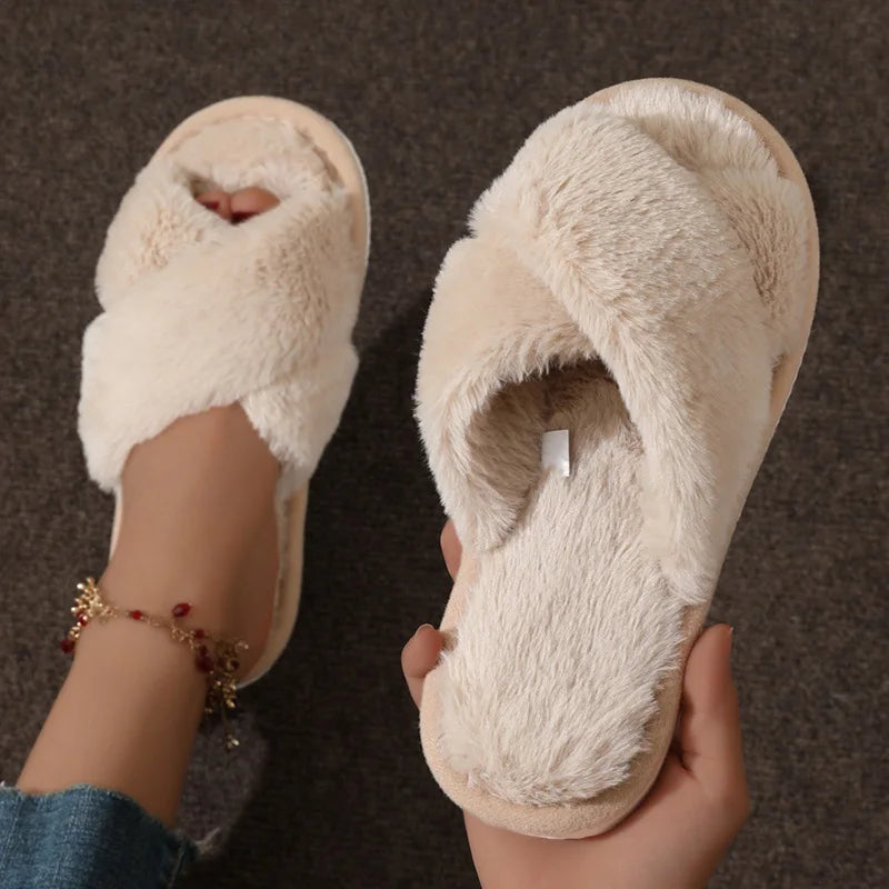 Fur slippers belt