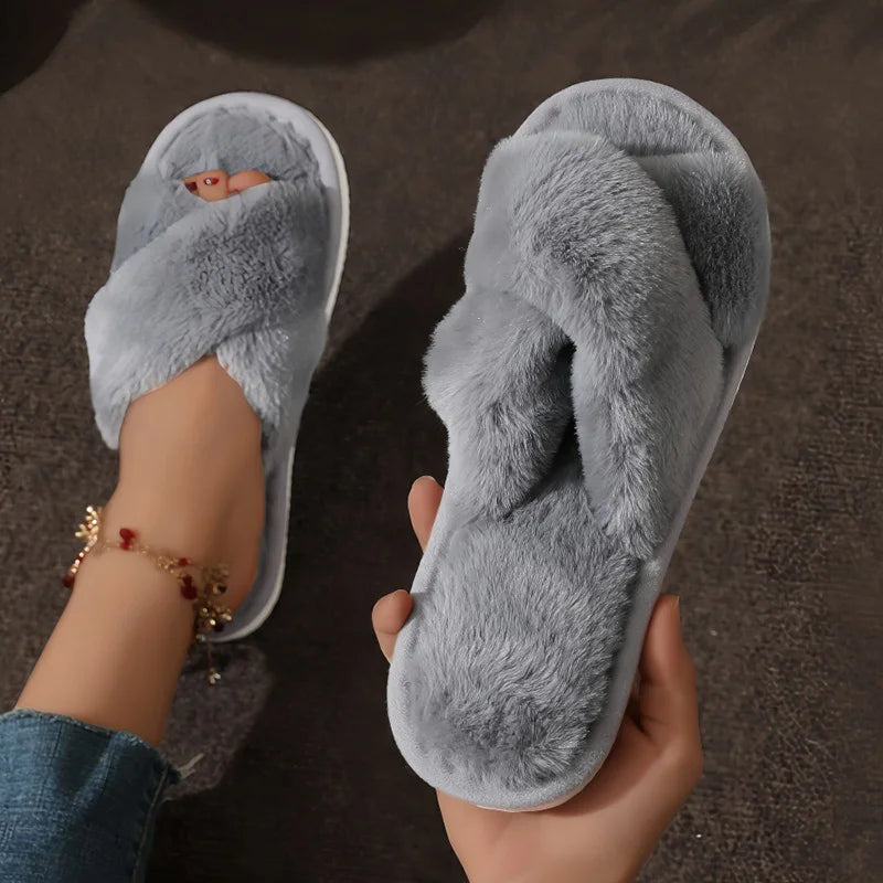 Fur slippers belt