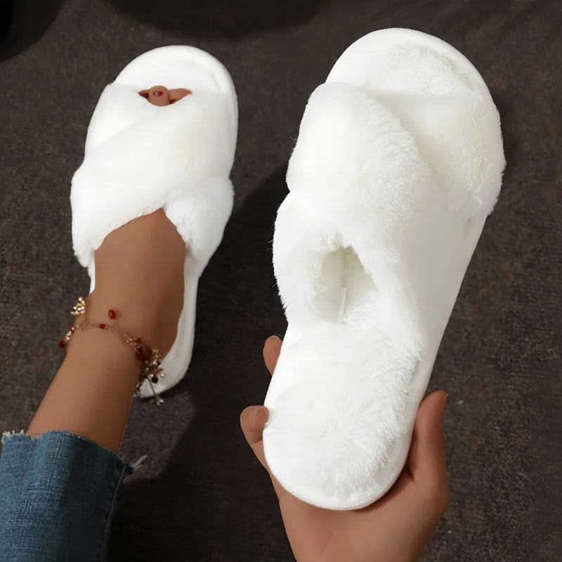 Fur slippers belt