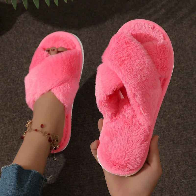 Fur slippers belt