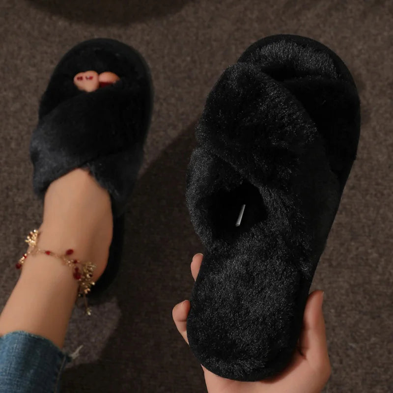 Fur slippers belt