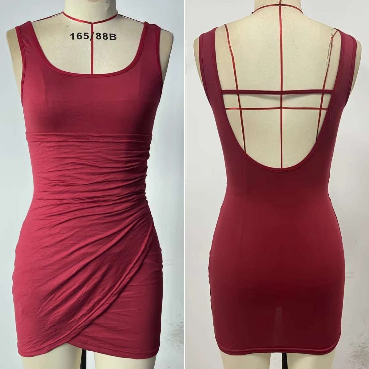 Slim Halter Bodycon Mini Dress – Sleeveless Solid Color Casual Wear