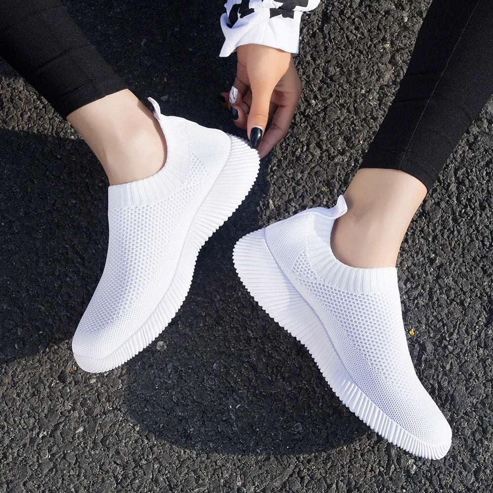 SockStride Women's Slip-On Sneakers - Breathable Mesh Athletic Shoes