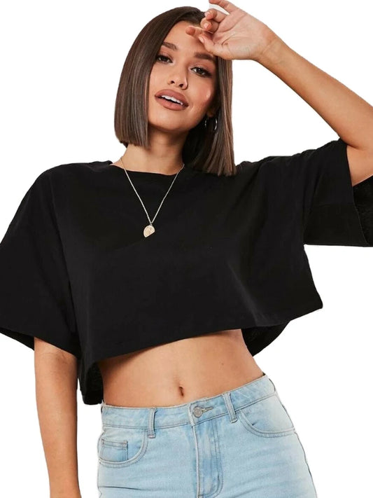 Cotton sports sweater at the top of the navel - Ella fashion