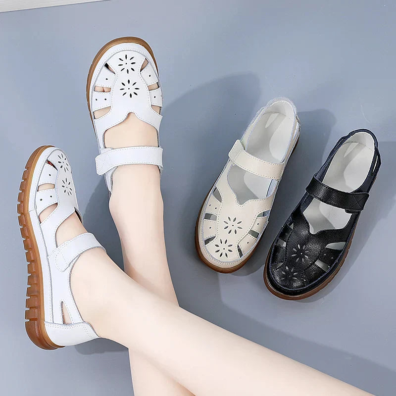 Premium leather sandals front angle shot