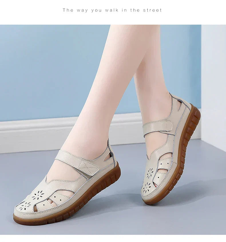 Comfortable walking sandals in use