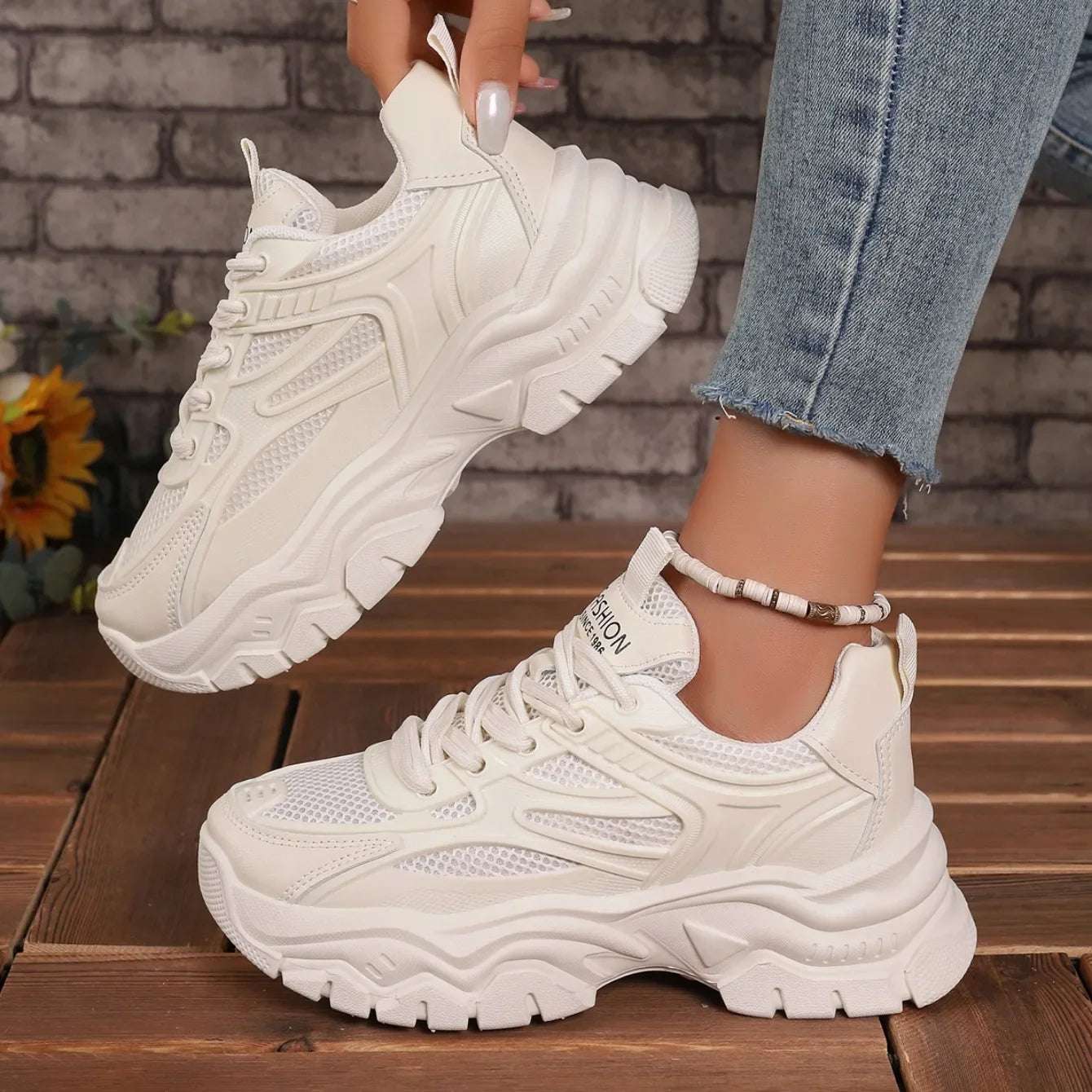 Ronbin Barde Chunky Sneakers - Women's Low-Heel Athletic Shoes