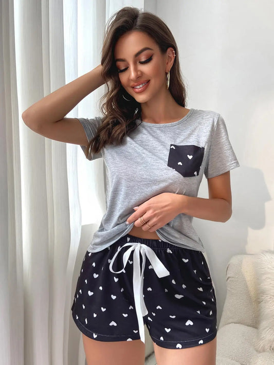 Women's Summer Pajama Set Shirt and Shorts