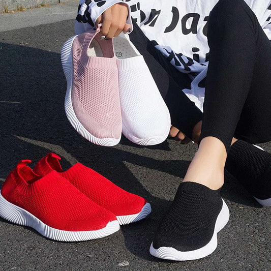 SockStride Women's Slip-On Sneakers - Breathable Mesh Athletic Shoes