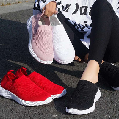 SockStride Women's Slip-On Sneakers - Breathable Mesh Athletic Shoes