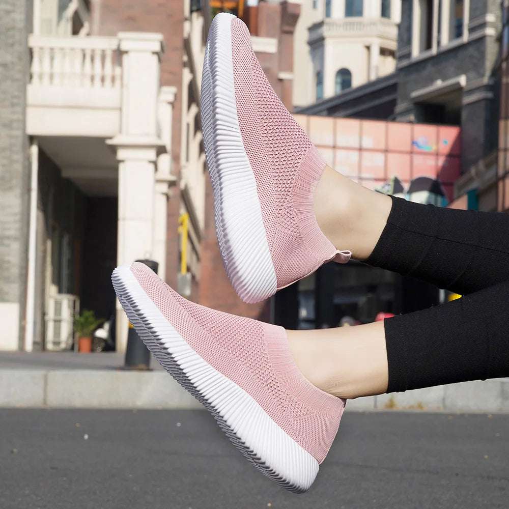 SockStride Women's Slip-On Sneakers - Breathable Mesh Athletic Shoes